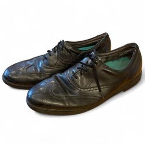 Vintage Men's Black Leather Towncraft Lites Wingtip Brogues Dress Shoes 11